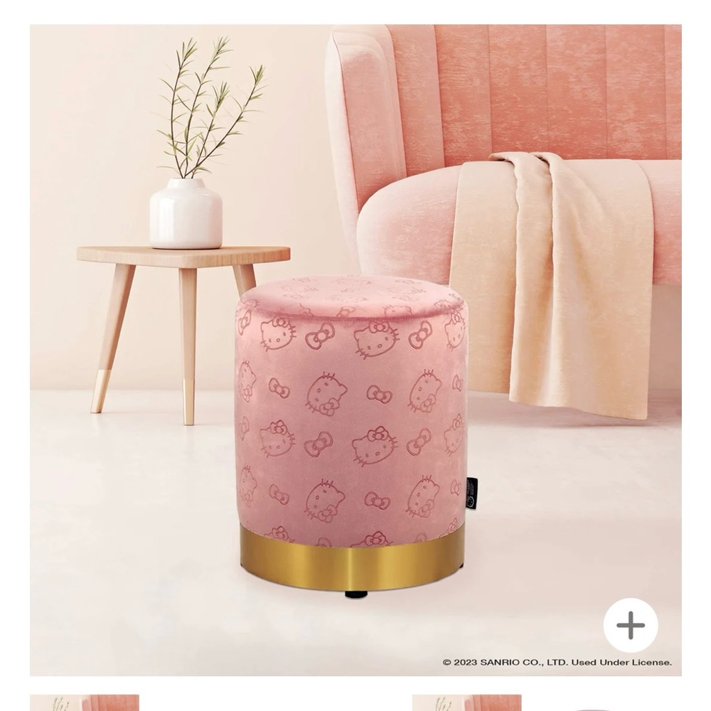 Impressions Vanity Pink Round Hello Kitty Ottoman